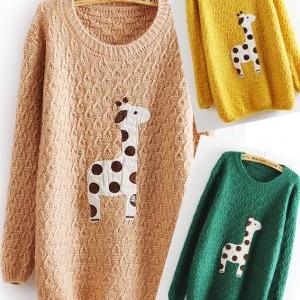 Clearance - Lovely Dots Giraffe Sweater - Beige..