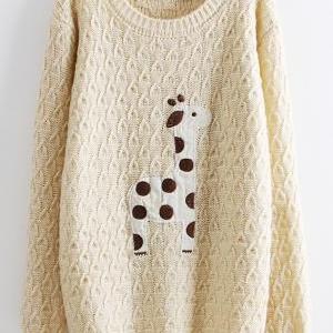 Clearance - Lovely Dots Giraffe Sweater - Beige..