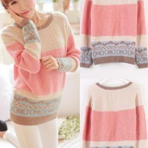 Sweet Pastel Color-blocked Sweater