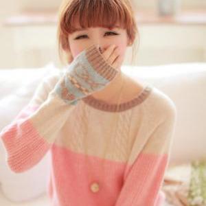 Sweet Pastel Color-blocked Sweater