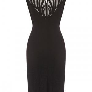 Sheer Mesh Applique Pencil Dress on Luulla