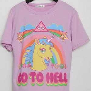 Unicorn Go To Hell Short Sleeves T-shirt