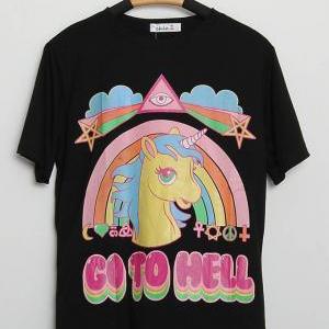 Unicorn Go To Hell Short Sleeves T-shirt
