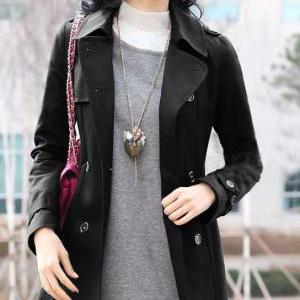 Bowknot Belted Double Breasted Trench Coat
