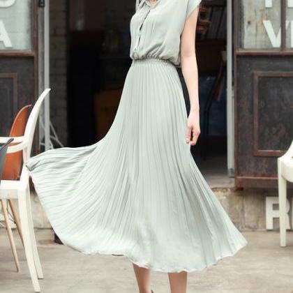 Bohemia Pleated Maxi Dress With Drawstring Waist