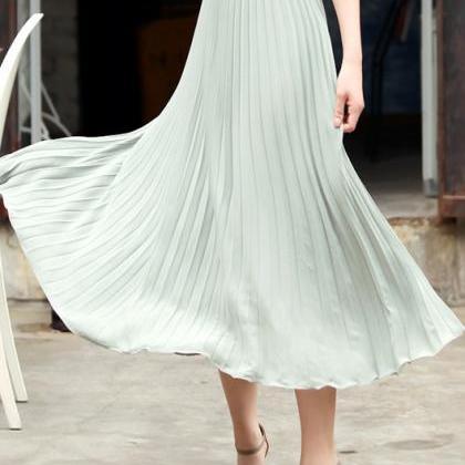 Bohemia Pleated Maxi Dress With Drawstring Waist
