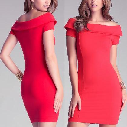 Off The Shoulder Red Bodycon Mini Dress