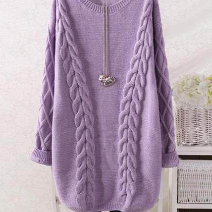 Cable Knit Long Length Oversize Sweater - 1