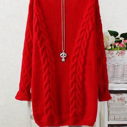 Cable Knit Long Length Oversize Sweater - 2