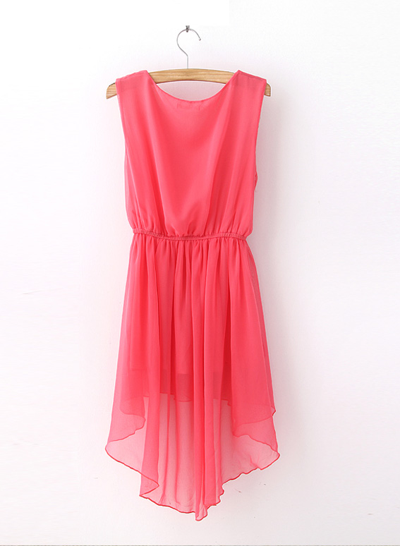 High Low Sequins And Chiffon Dresses Red