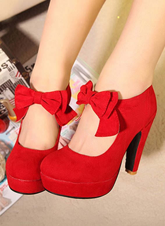 red lace up platform heels