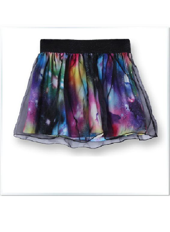 short skirt with sheer overlay