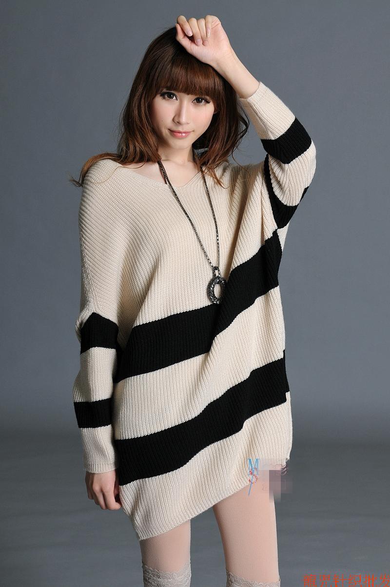 Threaded Pear Alia Stripe Batwing Sleeve Crewneck Oversized Top