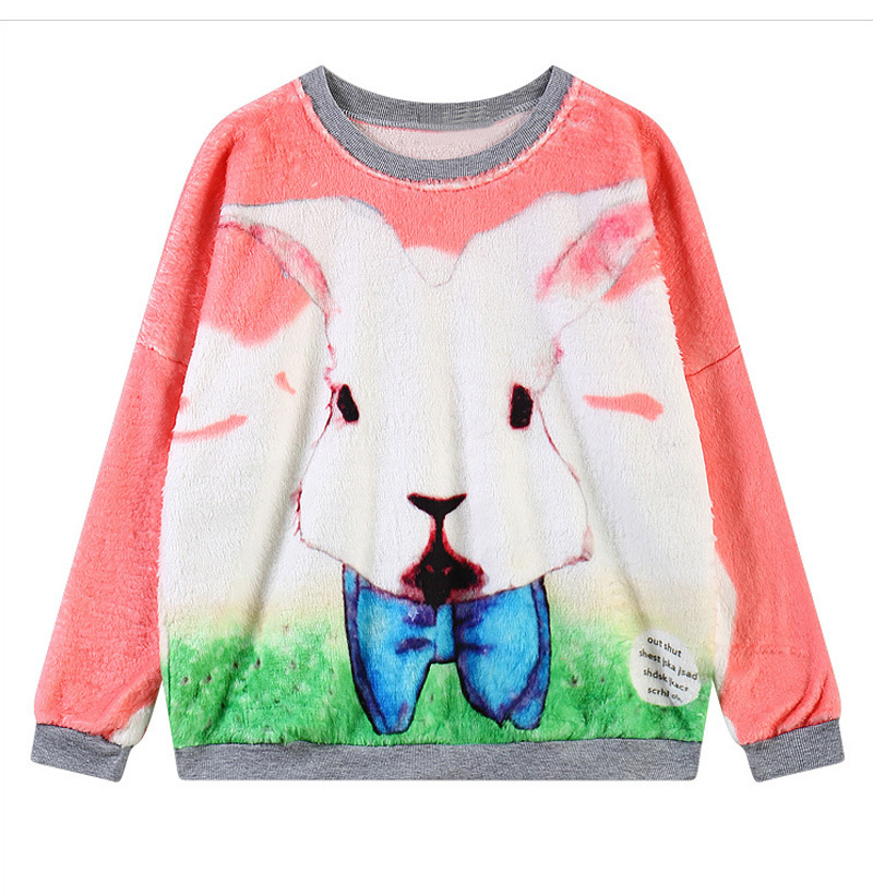 Rabbit Print Fluffy Sweatshirt