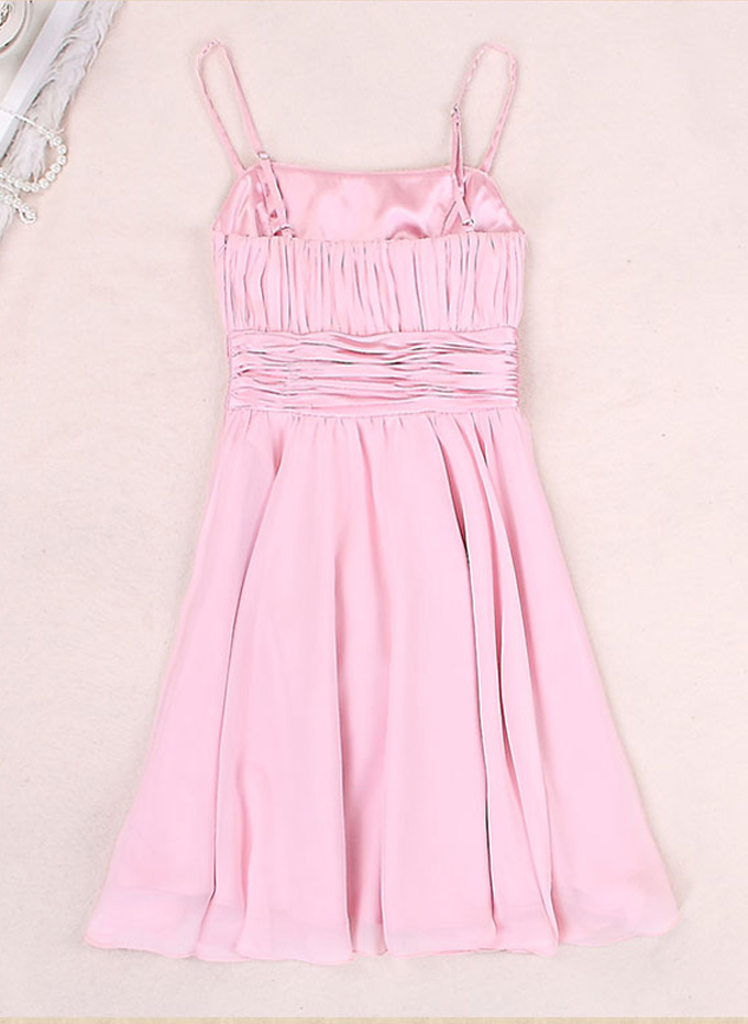 Long Ribbons Back Straps Halter Pink Dress on Luulla