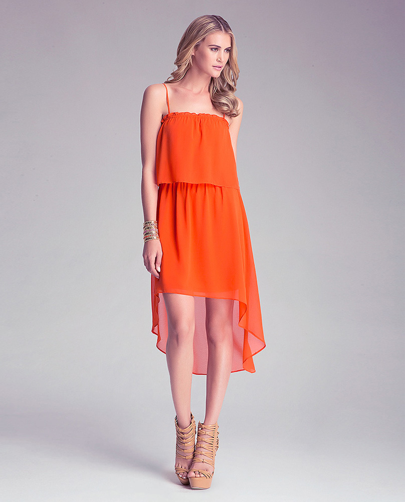 High Low Hem Strap Chiffon Dress on Luulla